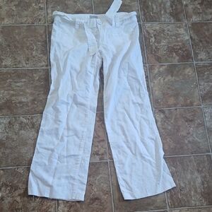 Converse One Star FIT 3 White Button-Front Pants Linen Cotton Blend Size 2